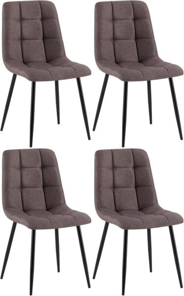 CLP 4er Set Esszimmerstühle Antibes Stoffbezüge gepolstert mit Rückenlehnen,braun