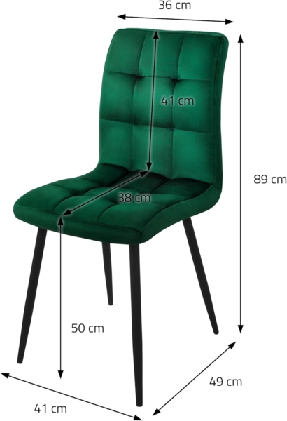 ML-DESIGN Stuhl Esszimmerstuhl mit Rückenlehne, Polsterstuhl mit Metallbeine (4 St), Ergonomischer Stuhl, Dunkelgrün, Samtbezug Wohnzimmerstuhl Küchenstuhl Bild 6