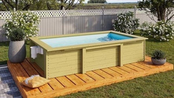 Karibu Rechteckpool Holzpool Large inkl. Sandfilteranlage & Skimmer, Massivholz, witterungsbeständig, wetterfest