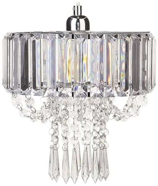 'Adorn' Kronleuchter Transparent Eisen mit Kristallen aus Acrylglas Glamour Stil