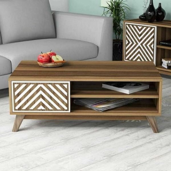Dmora Couchtisch Markab 105 x 60 x 38.2h cm Braun 3 Fächer