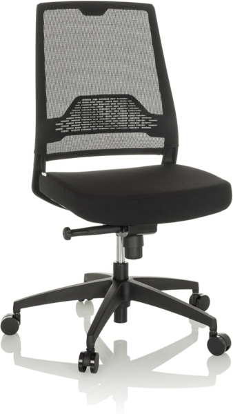 hjh OFFICE Profi Bürostuhl Porto ECO I Ergonomischer Drehstuhl mit Netzrücken und Lendenwirbelstütze, Stoff Schwarz, 657668