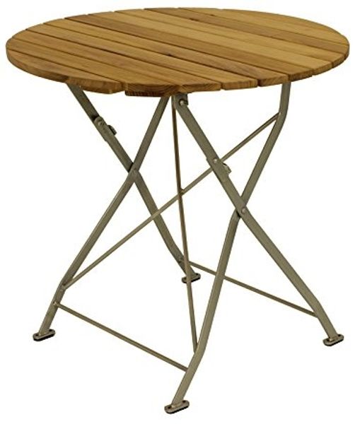 TPFGarden Gartentisch BAD BELZIG (Robuster Garten Holztisch Outdoor runde Tischplatte, 1-St, Garten-Esstisch 77cm Durchmesser Holz (aus Robinienholz), Gestell Flachstahl verzinkt - Hochwertige Verarbeitung Bild 4