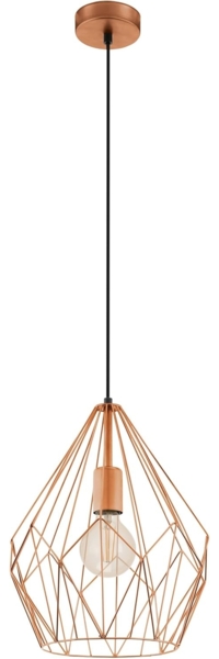 Eglo 49258 Hängeleuchte CARLTON Stahl kupferfarben E27 1X40W H:110cm Ø31cm dimmbar