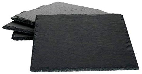 4x Schieferplatten 17x17 cm Tisch-Set Untersetzer Servierplatte Naturschiefer