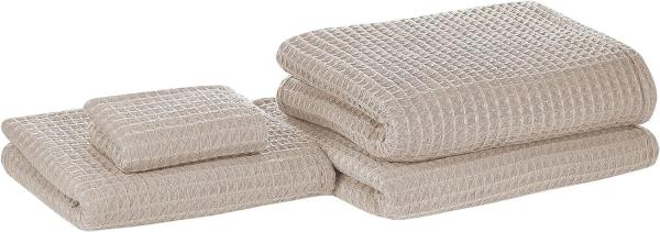 Badehandtuch Set 4-teilig Beige Baumwolle Zero-Twist-Garn