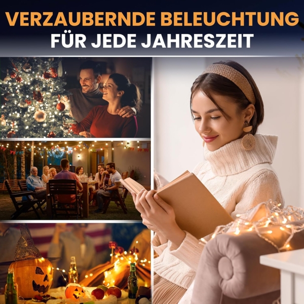 Gartenpirat Eisregen LED Lichterkette 4,2 m 168 LED kaltweiß Weihnachtsbeleuchtung Timer außen innen Bild 6