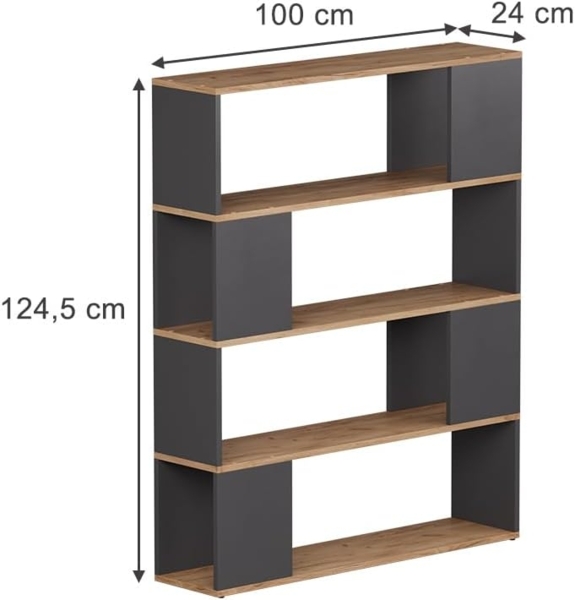 Raumteiler Eneos Anthrazit/Goldkraft Eiche 100 x 124.5 cm Vicco Bild 3