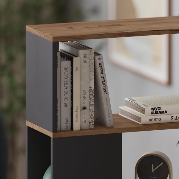 Raumteiler Eneos Anthrazit/Goldkraft Eiche 100 x 124.5 cm Vicco Bild 4