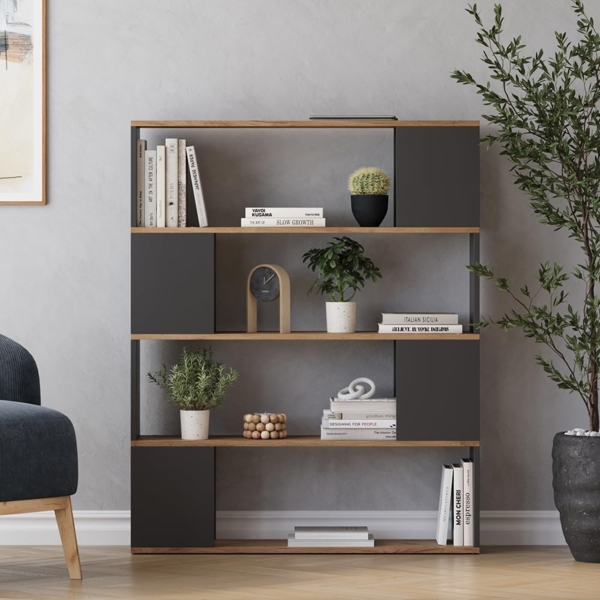 Raumteiler Eneos Anthrazit/Goldkraft Eiche 100 x 124.5 cm Vicco Bild 5