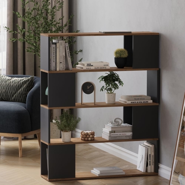 Raumteiler Eneos Anthrazit/Goldkraft Eiche 100 x 124.5 cm Vicco Bild 2