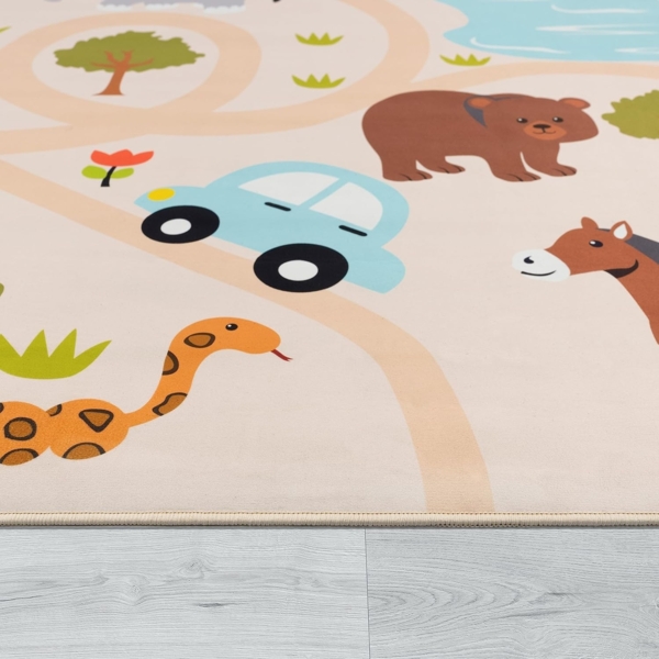 Paco Home Kinderteppich Teppich Kinderzimmer Spielteppich Junge Mädchen Modern rutschfest, Grösse:200 cm Rund, Farbe:Bunt 2 Bild 2