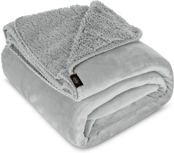 Wohndecke TEDY Teddy-Fleece kuschelige Sofadecke Sesselschoner Extra weich silber 170X210 cm
