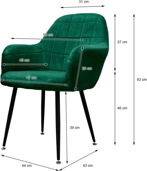 ML-DESIGN Stuhl Esszimmerstuhl ergonomisch & gepolstert Esstischstuhl mit Rückenlehnen (2 St), Wohnzimmerstuhl Dunkelgrün Samtbezug Küchenstuhl Polsterstuhl Bild 6
