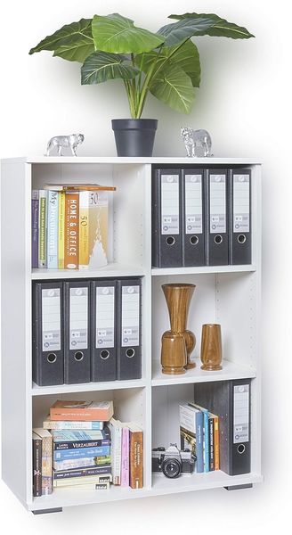 mutatio Regal Weiß Bücherregal Ordnerregal 80,2 x 109,5 x 35 cm Aktenregal Stabil Für Ordner Aufbewahrungsregal Büromöbel Holzregal Klein Raumteiler Meerzweckregal Standregal