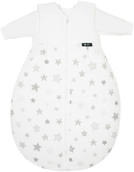 Alvi Kombi-Schlafsack | Ganzjahres Baby-Schlafsack 2-teilig | Innensack mit Ärmel & gefütterter Außensack | Temperaturen von 15 bis 30°C, Größe:80, Design:Silver Stars silbergrau 786-9