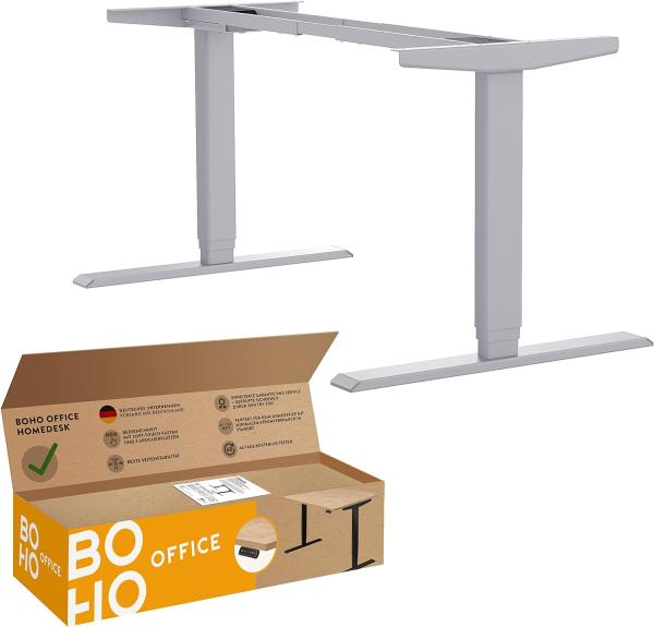 boho office® Homedesk - elektrisch stufenlos höhenverstellbares Tischgestell mit Memoryfunktion (Silber (RAL9006))