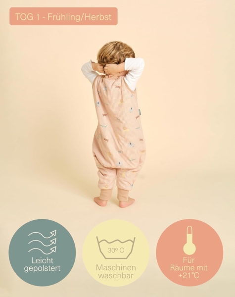 molis&co - Baby Schlafsack mit Füßen -Ideal für Frühling und Herbst - Babyschlafsack mit Beinen 1 tog - 100% Baumwolle (Oeko-TEX 100), Premium Qualität - Jungle (90 cm) Bild 5