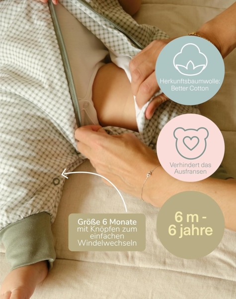molis&co - Baby Schlafsack mit Füßen -Ideal für Frühling und Herbst - Babyschlafsack mit Beinen 1 tog - 100% Baumwolle (Oeko-TEX 100), Premium Qualität - Jungle (90 cm) Bild 6