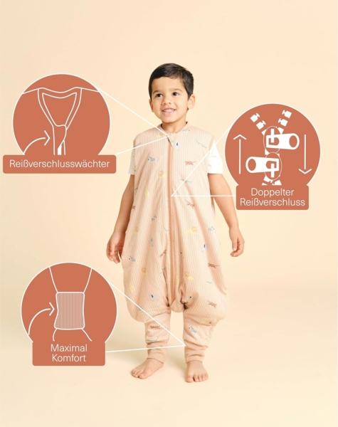 molis&co - Baby Schlafsack mit Füßen -Ideal für Frühling und Herbst - Babyschlafsack mit Beinen 1 tog - 100% Baumwolle (Oeko-TEX 100), Premium Qualität - Jungle (90 cm) Bild 3