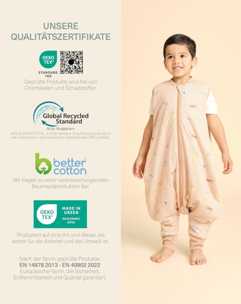 molis&co - Baby Schlafsack mit Füßen -Ideal für Frühling und Herbst - Babyschlafsack mit Beinen 1 tog - 100% Baumwolle (Oeko-TEX 100), Premium Qualität - Jungle (90 cm) Bild 7