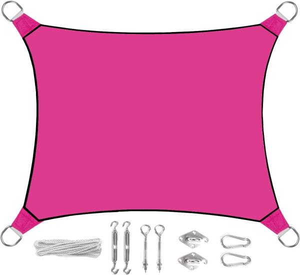 Sonnensegel Rechteckig 2x3m Pink mit Ösenset - Sonnenschutz für Balkon Terrasse