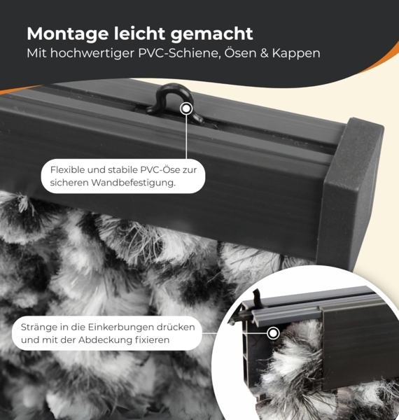 Flauschvorhang 56x185 Unistreifen schwarz - grün - weiß Bild 8