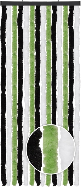 Flauschvorhang 56x185 Unistreifen schwarz - grün - weiß Bild 2