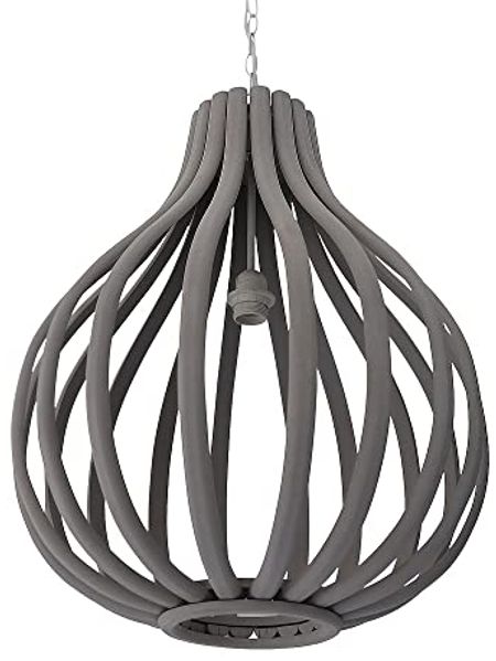 Grafelstein Hängeleuchten Hängelampe PEAR grau aus Holz XXL-Holzlampe mit Streben D50cm