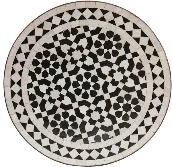 Mosaik-Beistelltisch Ø45cm schwarz weiß glasiert