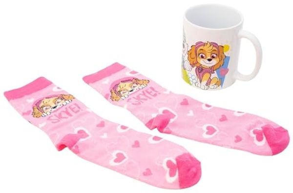 Paw Patrol Geschenkset mit Keramiktasse und Socken Größe 31 bis 38
