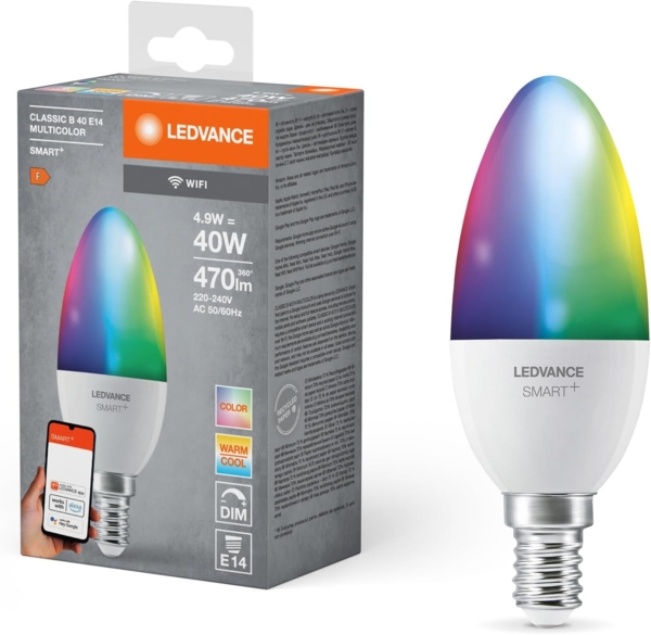 LEDVANCE SMART+ WiFi Kerze Mehrfarbig 230V RGBW FR E14 EINZELPACK