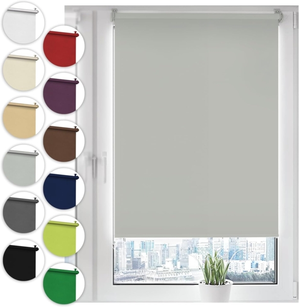 Verdunkelungsrollo Klemmfix ohne Bohren 35x100 cm Hellgrau Verdunklungsrollo Fensterrollo Rollo Seitenzugrollo Klemmrollo für Fenster & Tür