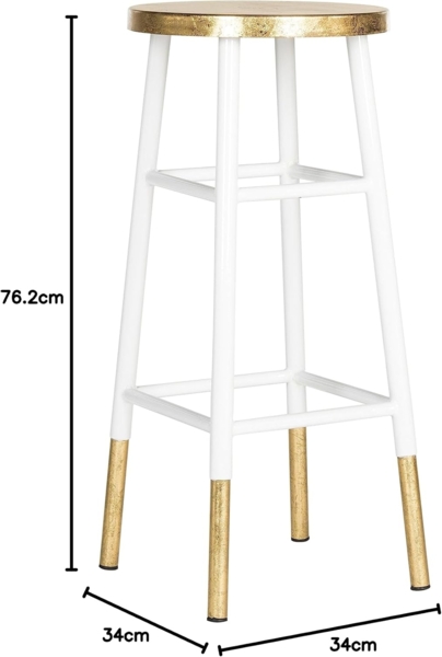 SAFAVIEH Glam Bar & Counter Stool, in White and Gold Bild 7