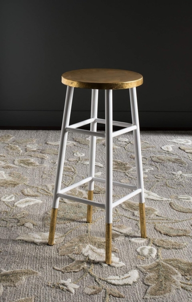 SAFAVIEH Glam Bar & Counter Stool, in White and Gold Bild 2