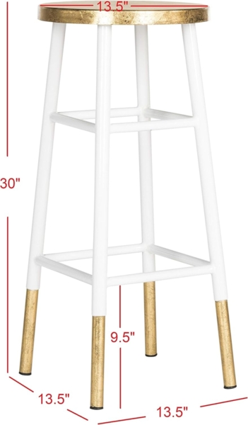 SAFAVIEH Glam Bar & Counter Stool, in White and Gold Bild 3