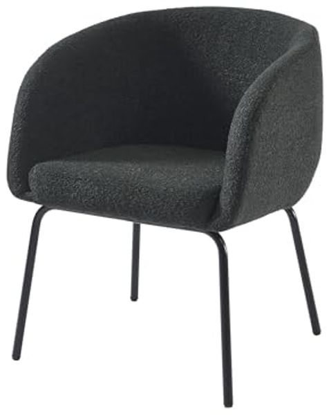BAÏTA Belem Sessel aus Stoff mit schwarzem Metallgestell, Bouclette, anthrazit, Dimensions : 58,5 x 60 x 80 cm