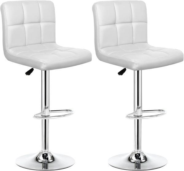 IntimaTe WM Heart 2er-Set Barhocker, Barstuhl mit Robustem Standfuß, Höhenverstellbar Tresenhocker, Moderner Drehhocker mit Gepolsterten Sitzkissen (Weiß)