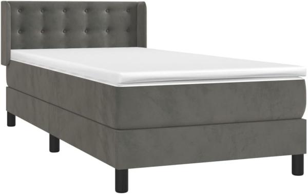 vidaXL Boxspringbett mit Matratze Dunkelgrau 90x190 cm Samt 3131172