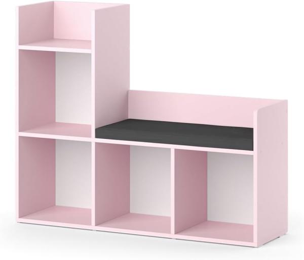 Vicco Regal mit Sitzbank Luigi 107 x 88 cm, Rosa, Kinderzimmer, große Fächer