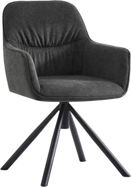 B&D home Esszimmerstuhl LATONA | Drehstuhl Polsterstuhl Armlehnenstuhl für Esszimmer, Küche, Büro | industrial modern Design | Webstoff Anthrazit