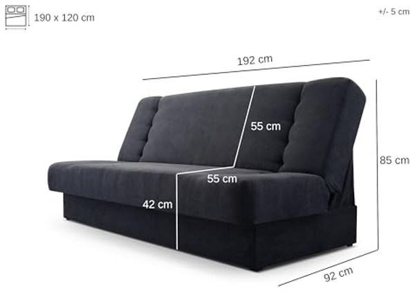 MOEBLO Schlafsofa CYPRUS Patchwork, – Sofa Kippsofa Klappsofa Click-Clack Couch für Wohnzimmer Federkern Sofagarnitur Polstersofa, mit Bettkasten und Schlaffunktion (BxHxT): 192x85x92 cm Bild 2