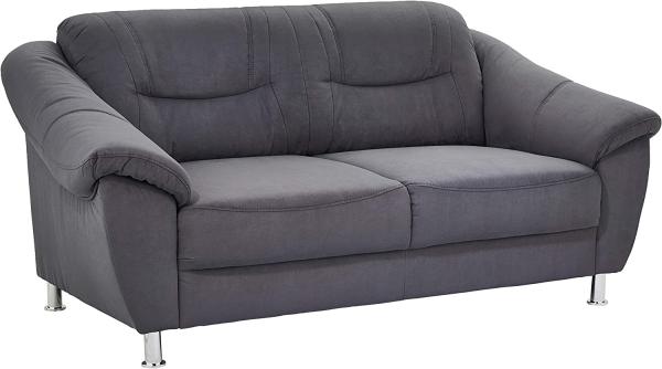 Cavadore Sofa Sofa mit Federkern im klassischen x 86 x Mikrofaser, Grau, 2