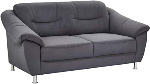 Cavadore Sofa Sofa mit Federkern im klassischen x 86 x Mikrofaser, Grau, 2