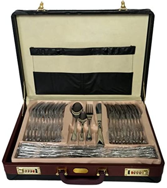 QLS Besteck-Set silber aus Edelstahl (72-tlg), 12 Personen, Essbesteck im Koffer Besteckgarnitur