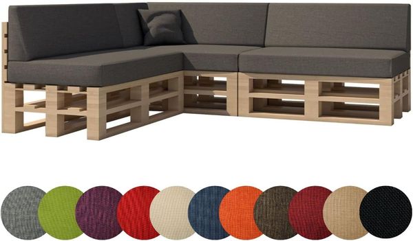chilly pilley Palettenkissen Gartenkissen Palettenauflage Palettenpolster Indoor Outdoor Waschbar Abnehmbar Sitzkissen Rückenkissen (8er Set, Grau)
