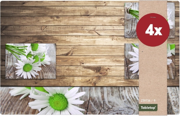 matches21 HOME & HOBBY Platzset Tischset Margeriten Blumen 4er Tischunterlage Tischdeko, (4-St), modernes Esstisch Platzdeckchen als abwaschbarer Tischuntersetzer