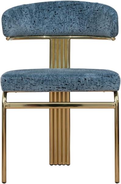 Casa Padrino Luxus Esszimmer Stuhl Blau / Gold H. 83 cm