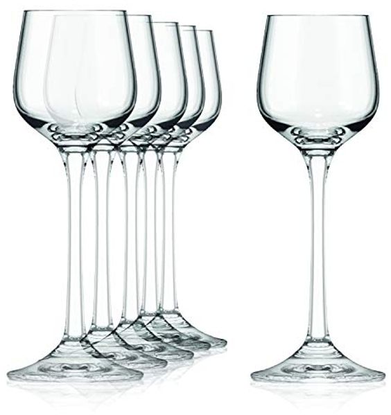 SAHM Likörglas Likörgläser Set 6 STK - 60 ml Likörgläser mit Stiel, Edles Glas, 100% recycelbar