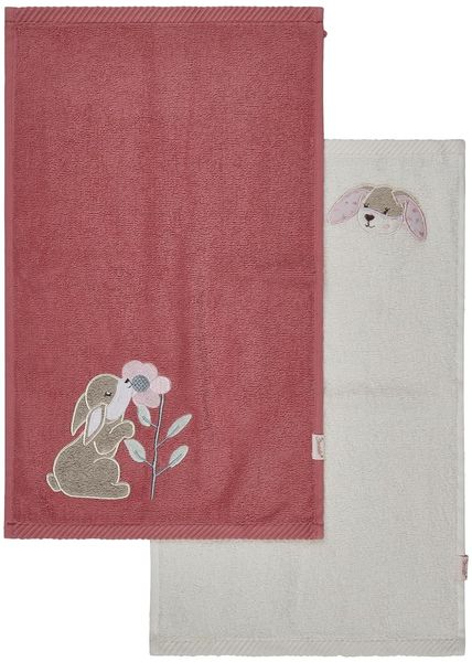Sterntaler Kinderhandtuch 2er Pack Hase Hanni – 50x30cm - Handtücher Set aus saugfähiger Baumwolle, weich & hautfreundlich – Mädchen Handtücher mit schönen Webkanten und süßer Applikation, perlrosa